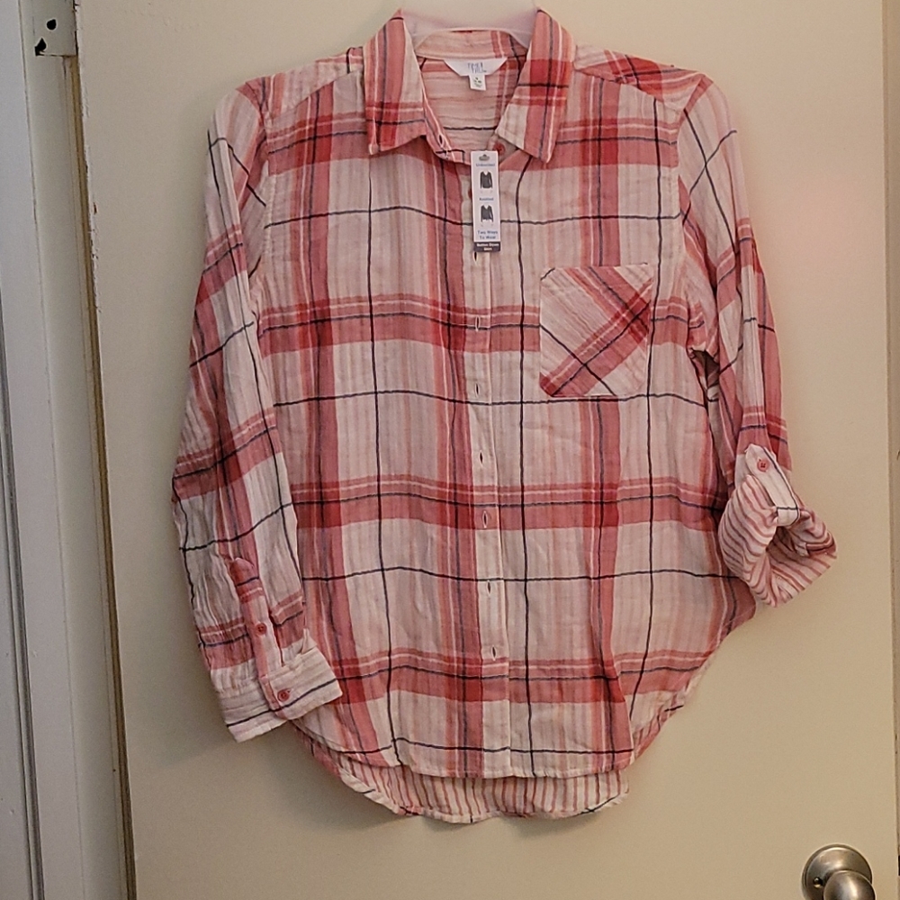 Plaid button down shirt